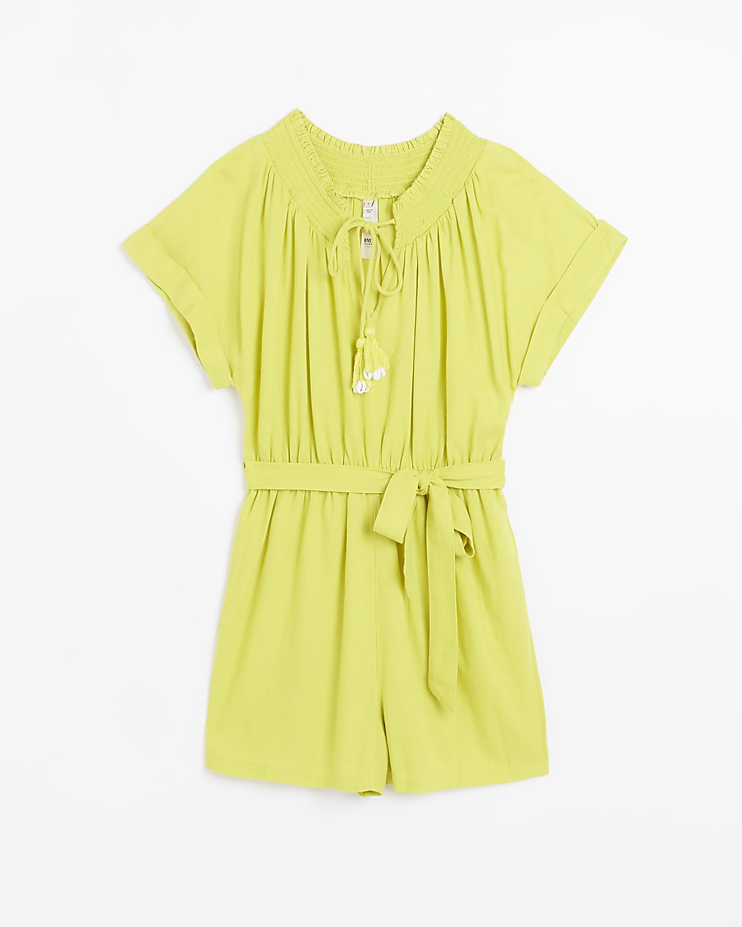 Yellow linen tie waist playsuit