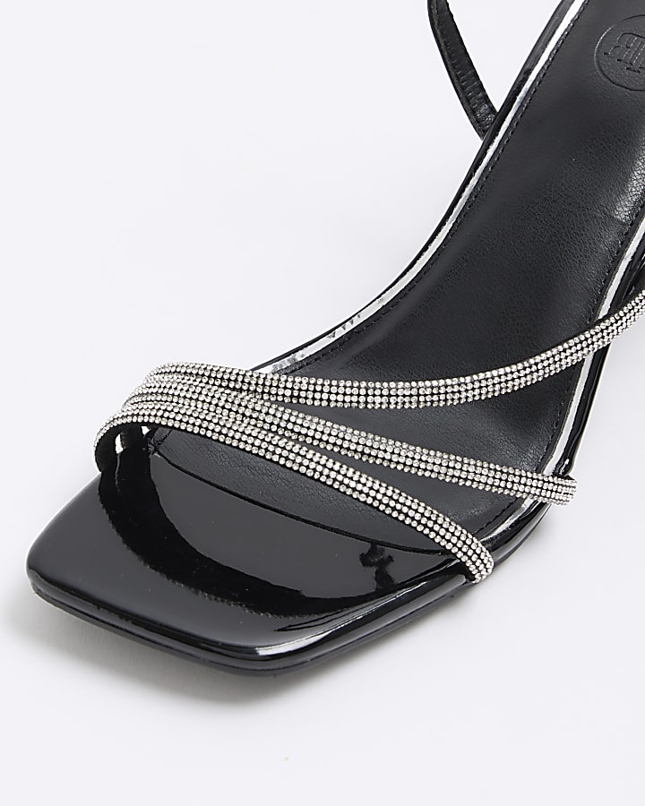 Black embellished heeled sandals