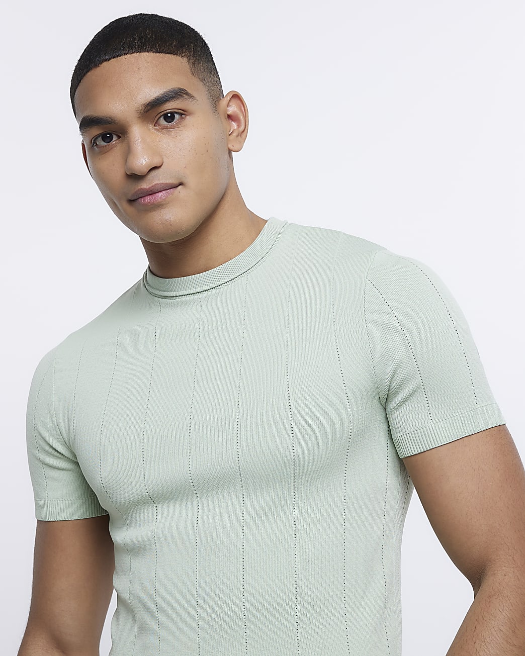 Green muscle fit knitted t-shirt
