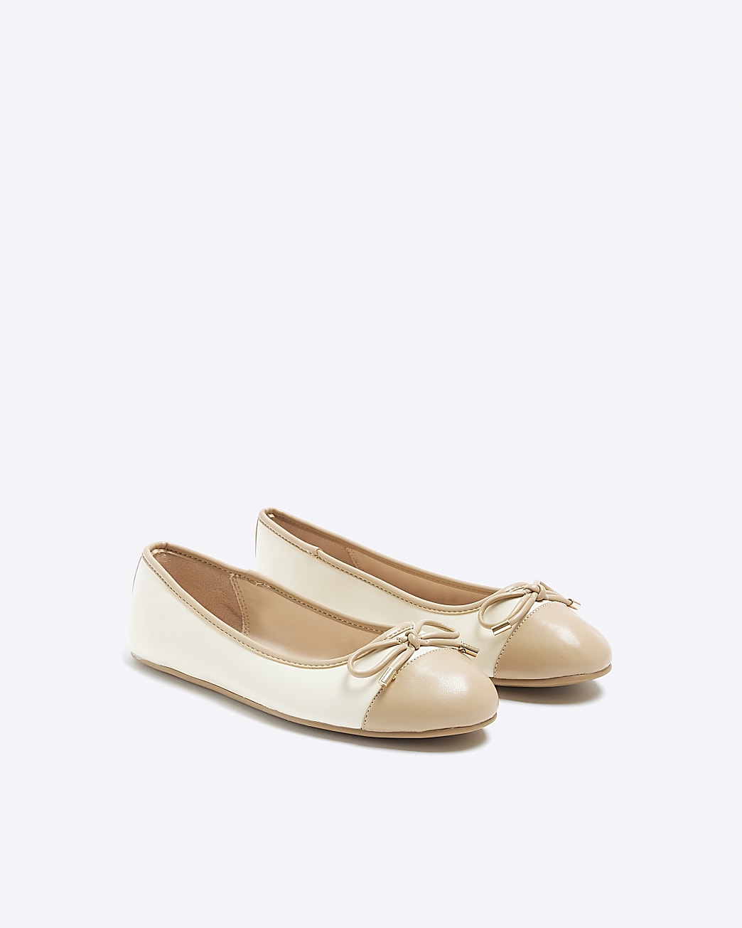 Beige bow ballerina flats