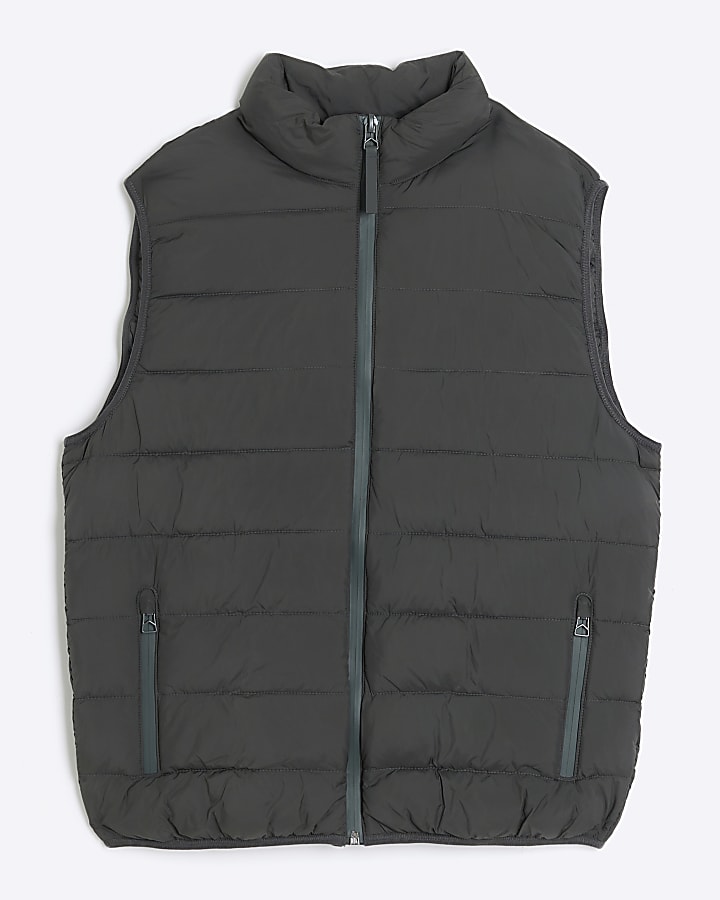 Khaki regular fit padded gilet