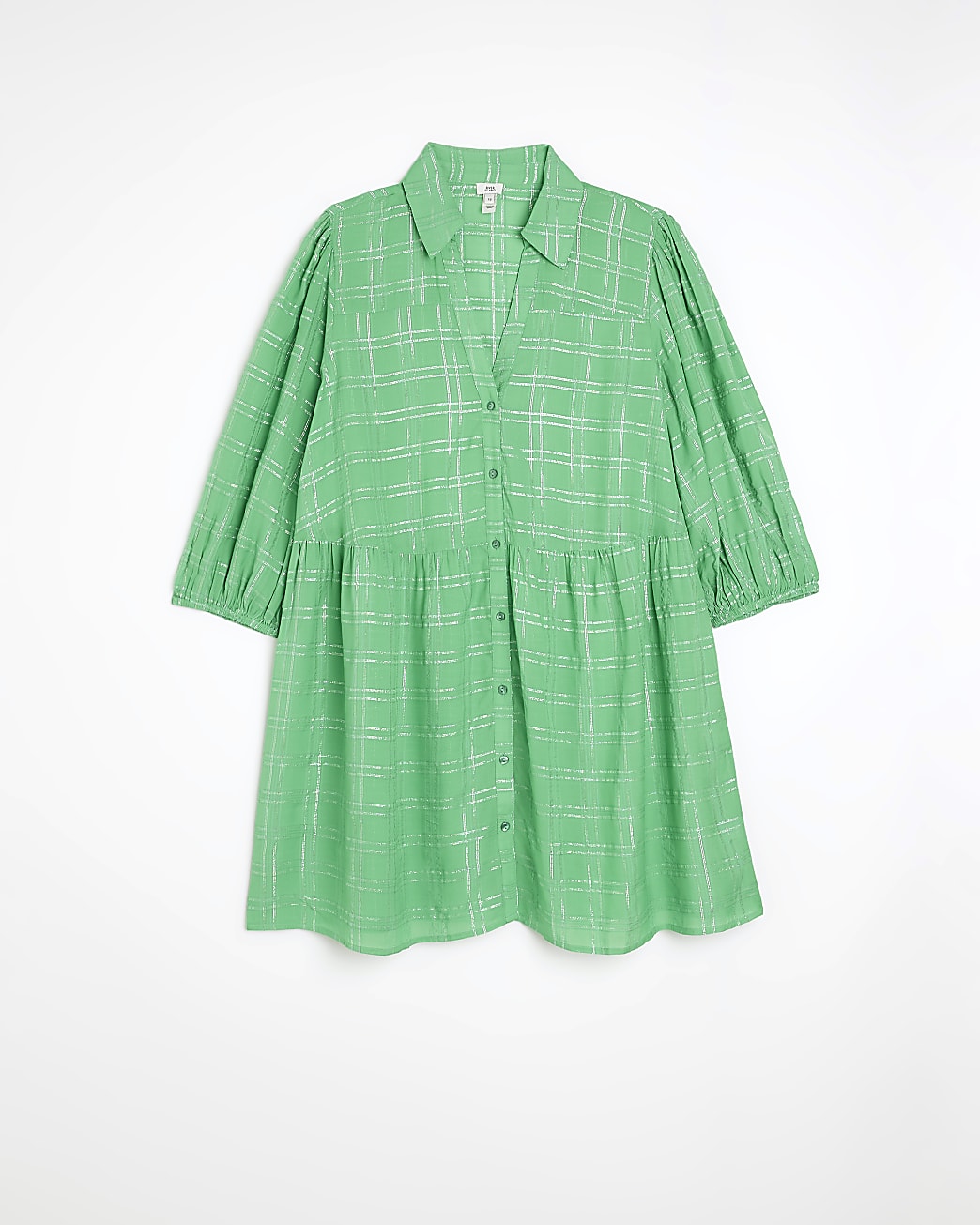 Green smock mini shirt dress