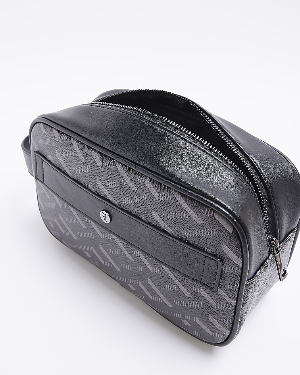 Black geometric washbag