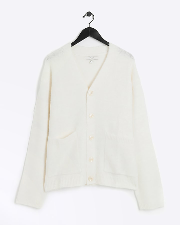 Cream oversized fit button up cardigan