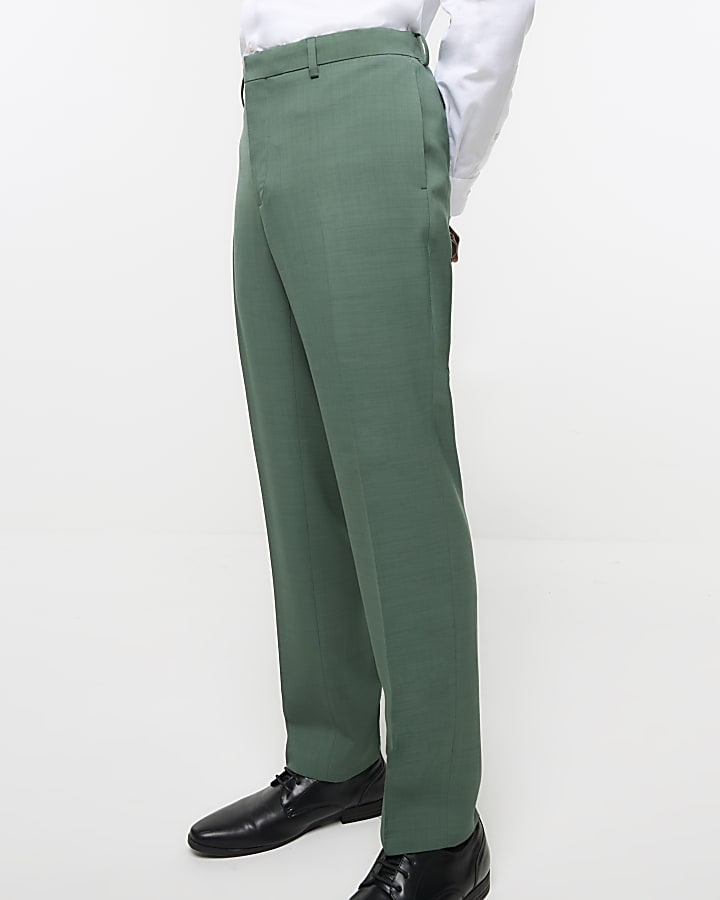 Green slim fit suit trousers