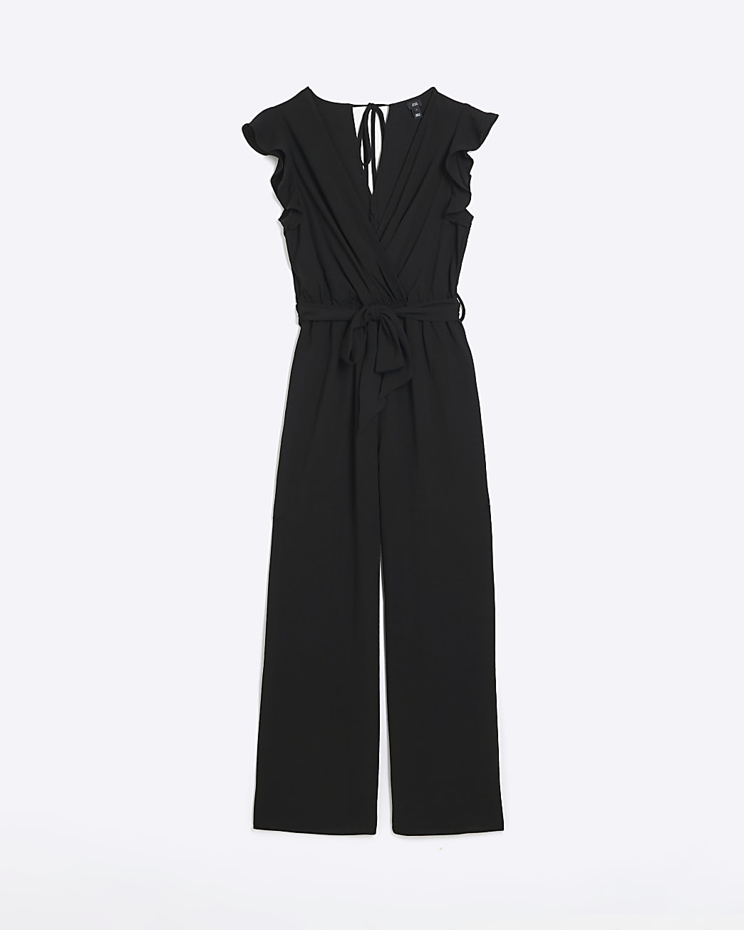 Black belted wrap jumpsuit
