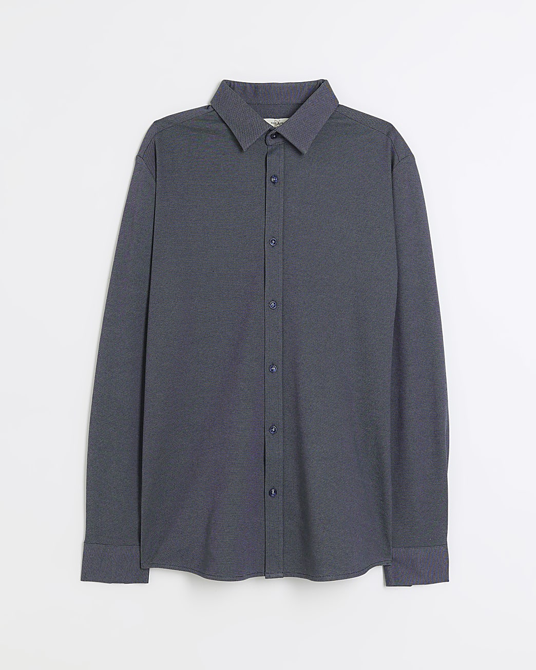 Grey muscle fit stretch long sleeve shirt