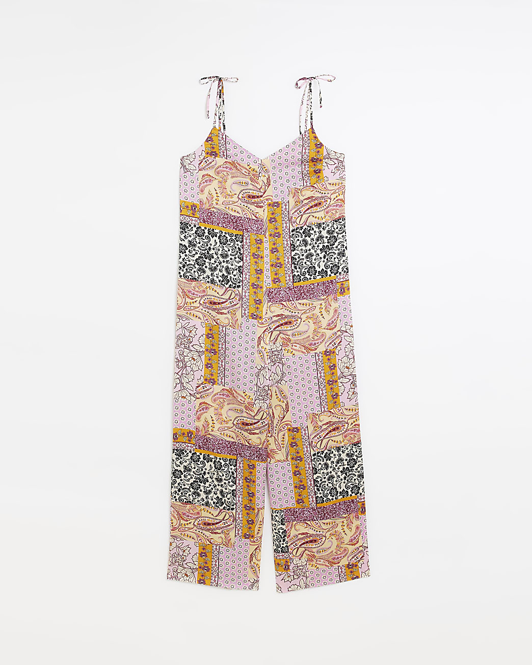 Pink floral sleeveless jumpsuit