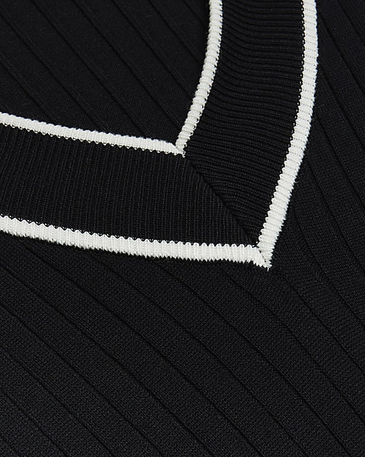 Black knitted tie waist jumper midi dress