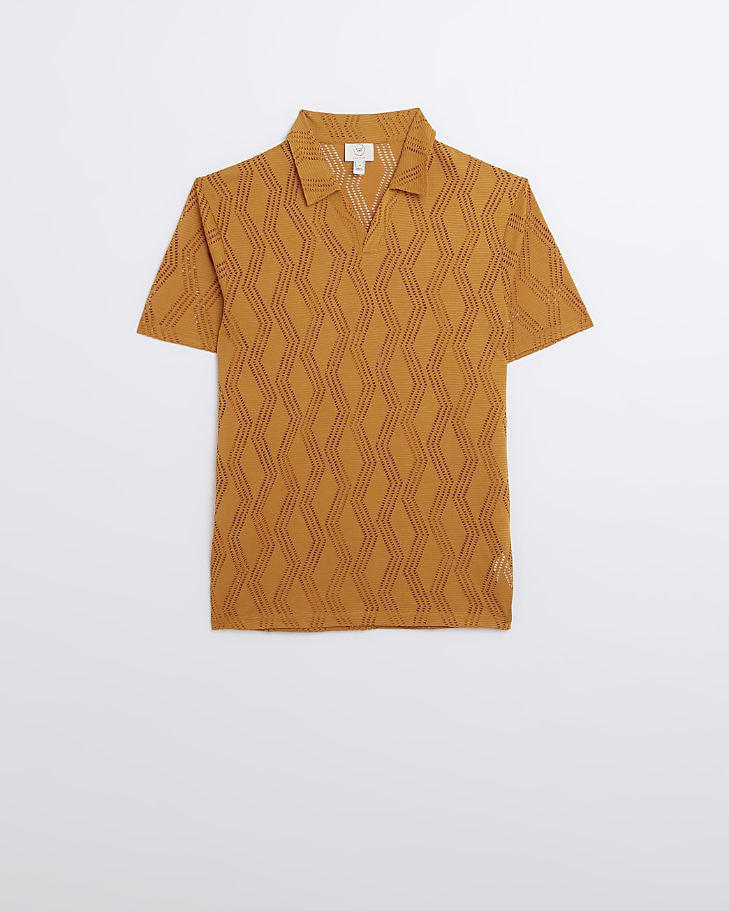 Orange regular fit burnout polo shirt