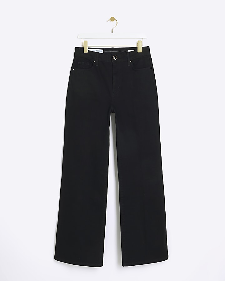 Black High Rise Wide Leg Jeans