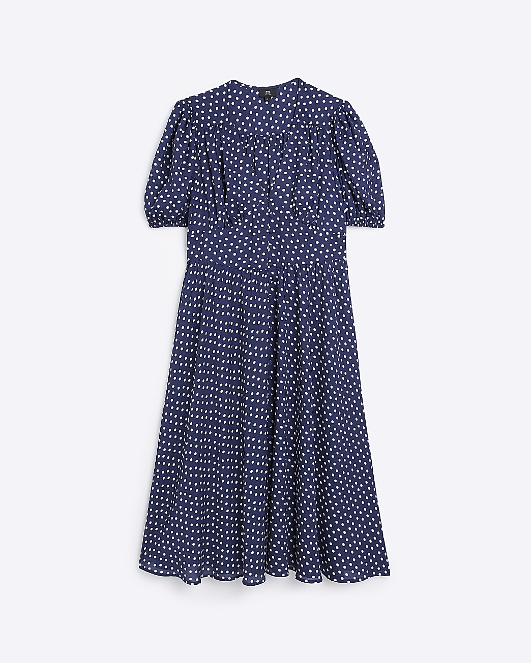 Petite Navy Spot Tea Midi Dress