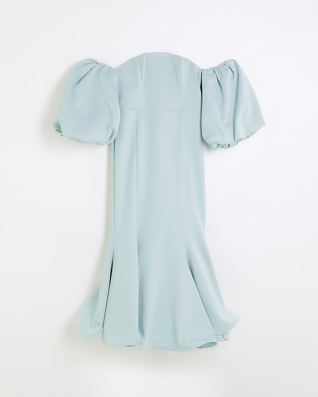 Plus blue puff sleeve bardot maxi dress