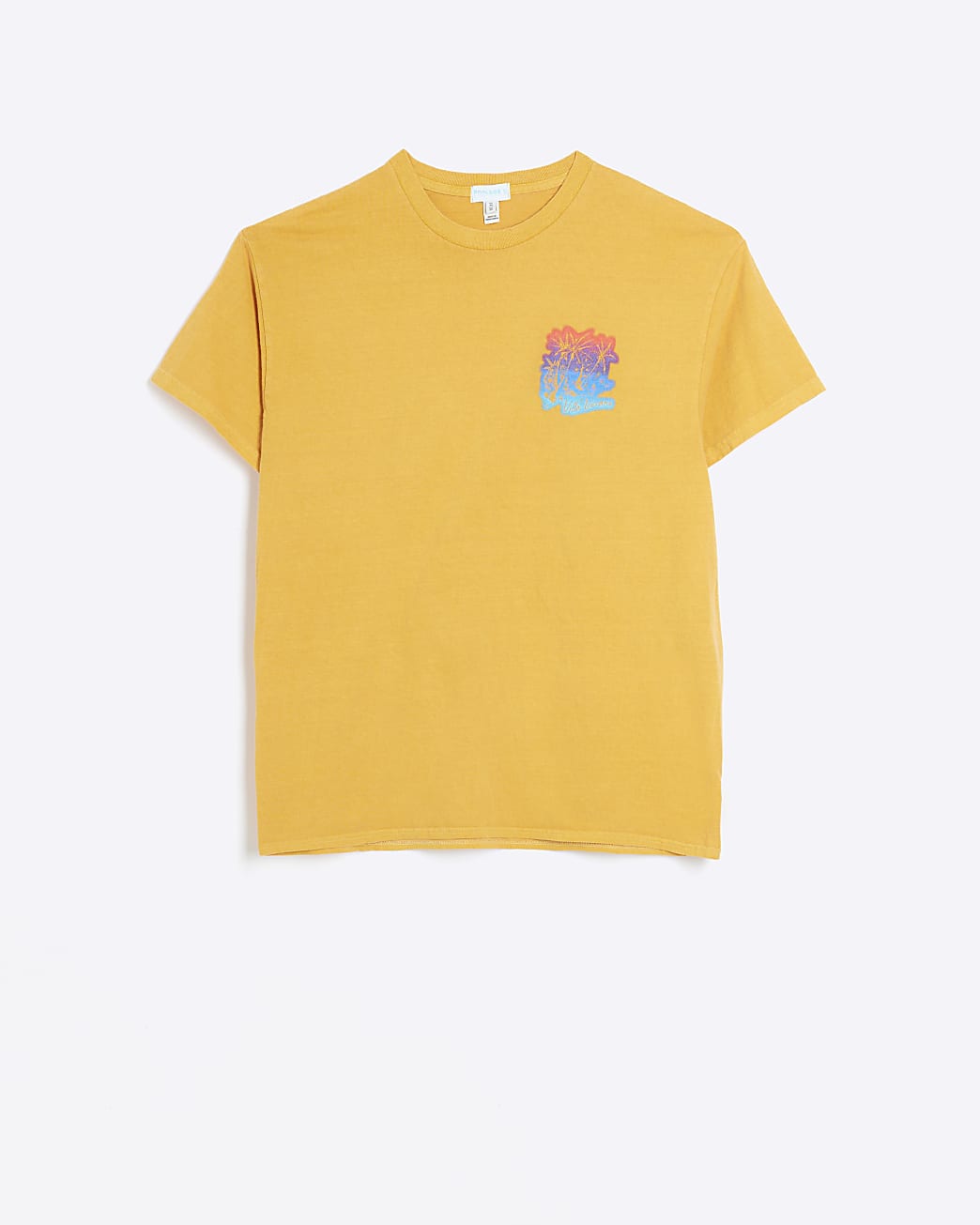 Orange regular fit palm tree graphic t-shirt