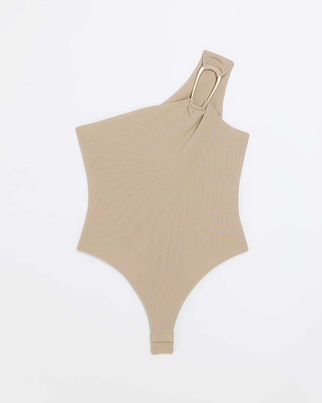 Beige one shoulder bodysuit