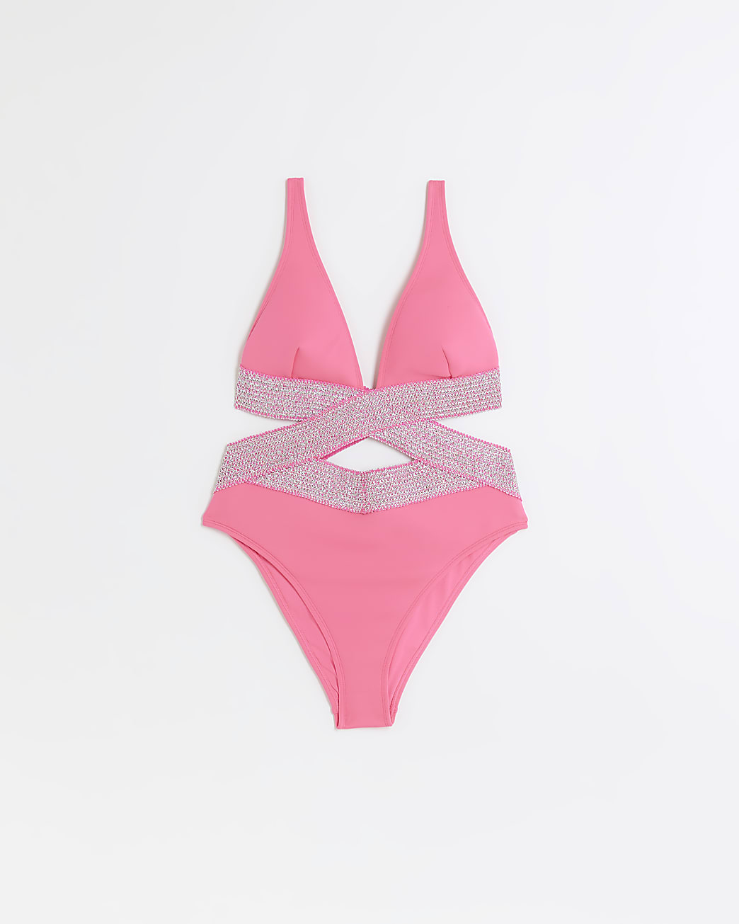 Pink wrap plunge swimsuit