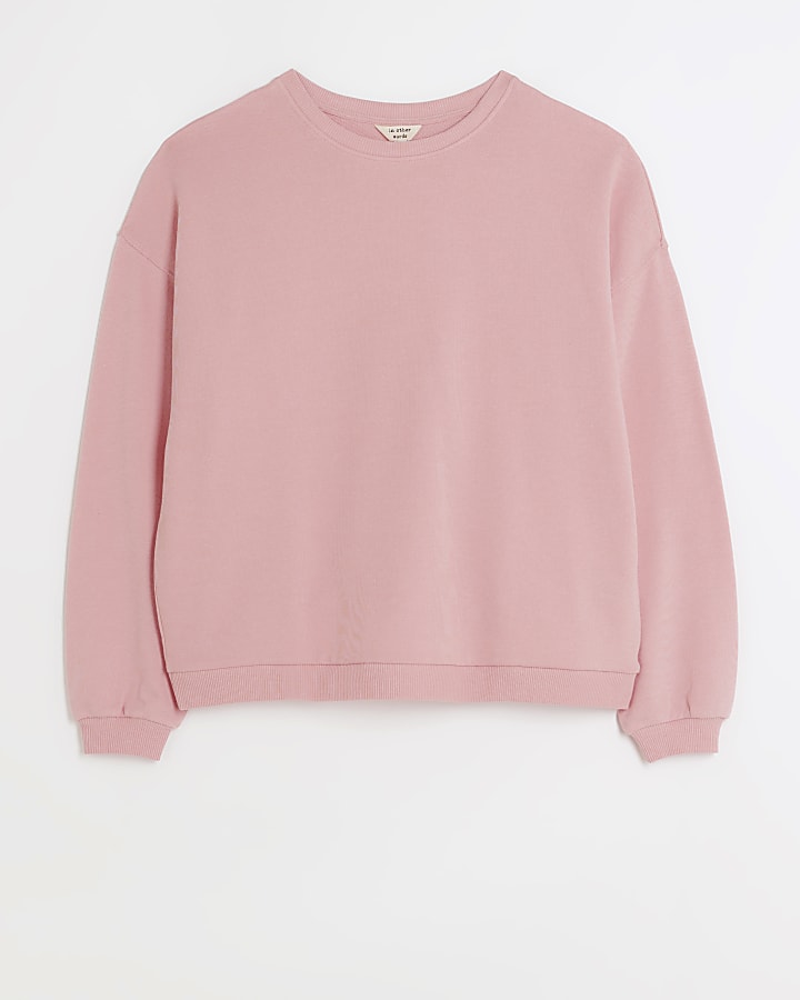 Pink long sleeve crew neck sweatshirt
