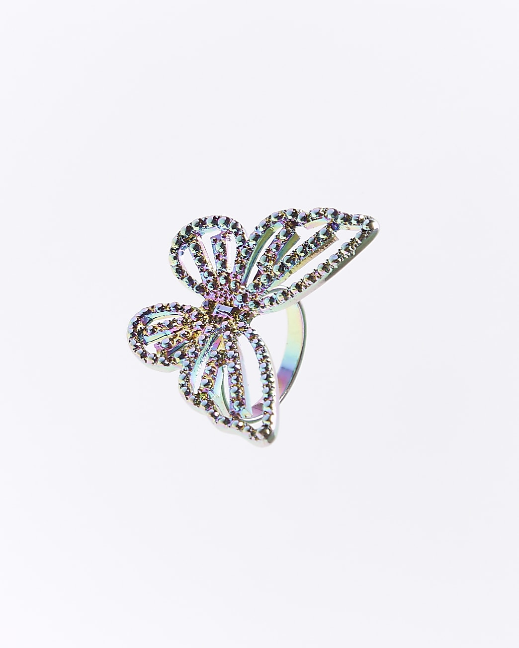 Multicoloured embellished butterfly ring