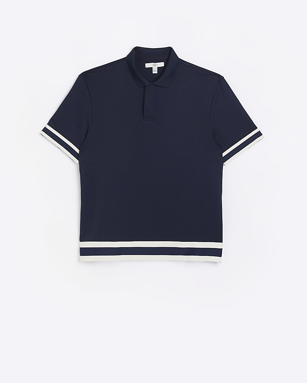 Navy slim fit taped polo shirt