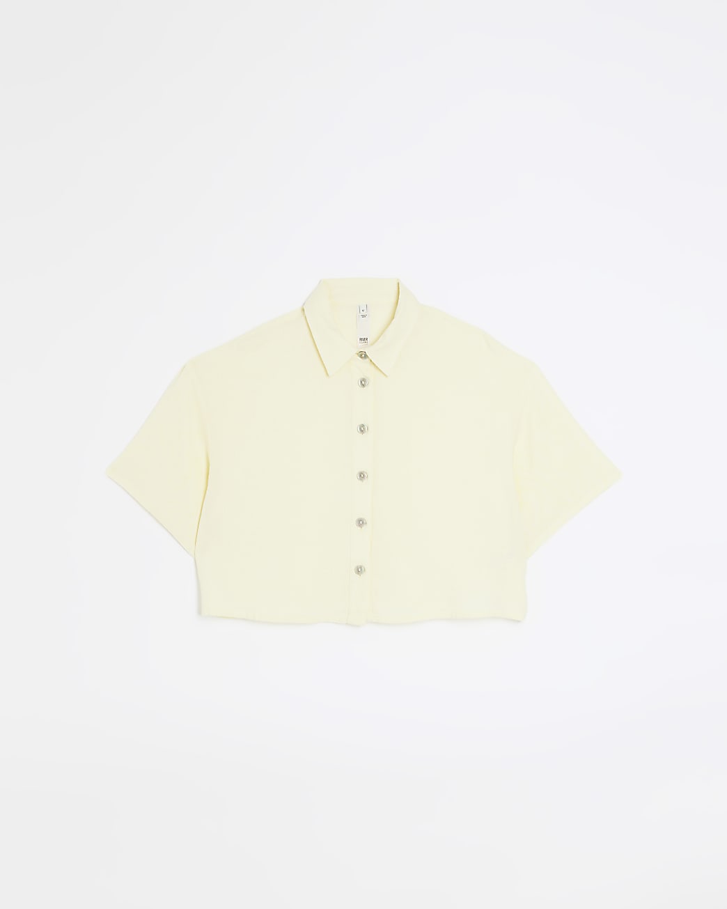 Petite yellow crop shirt with linen
