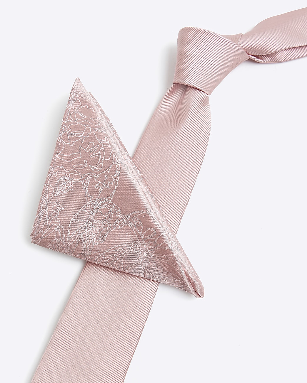 Pink jacquard floral tie and hank set