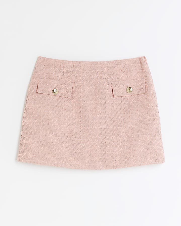 Pink boucle mini skirt
