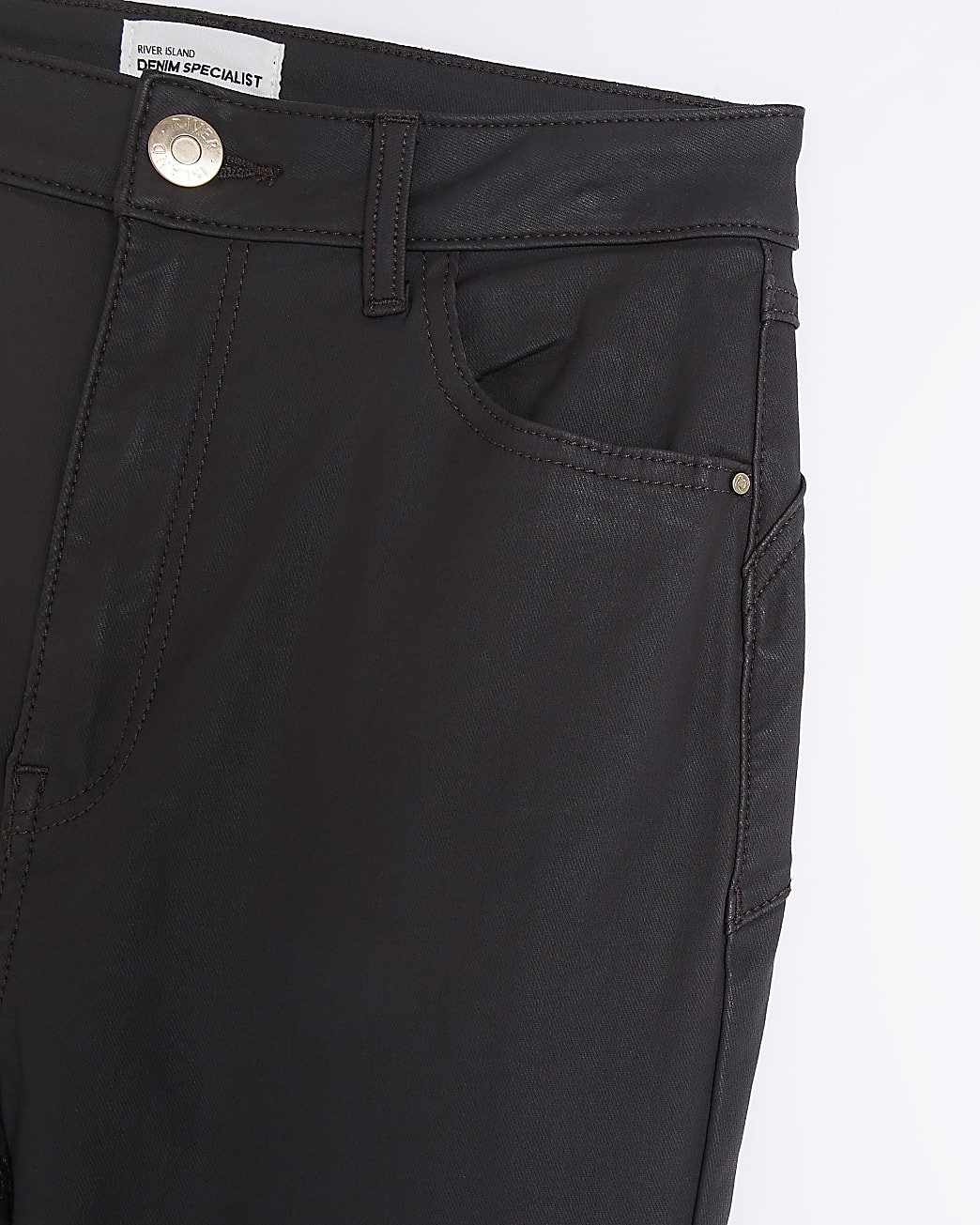 Brown coated high waisted flared jeans