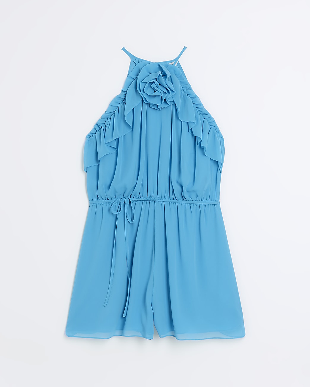 Blue chiffon corsage detail playsuit