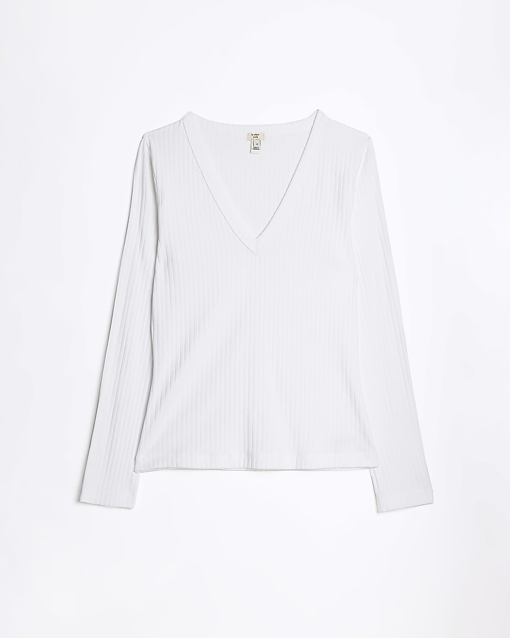White long sleeve v-neck top