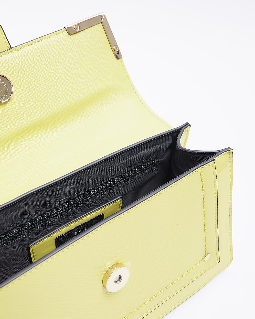 Yellow faux leather satchel bag