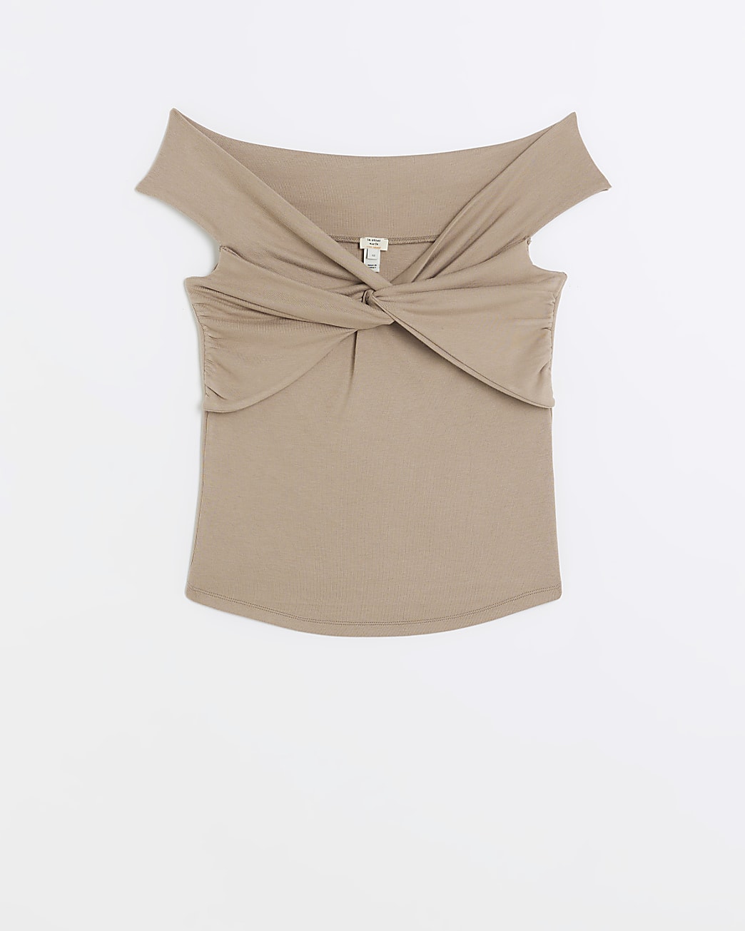 Brown twist front bardot top