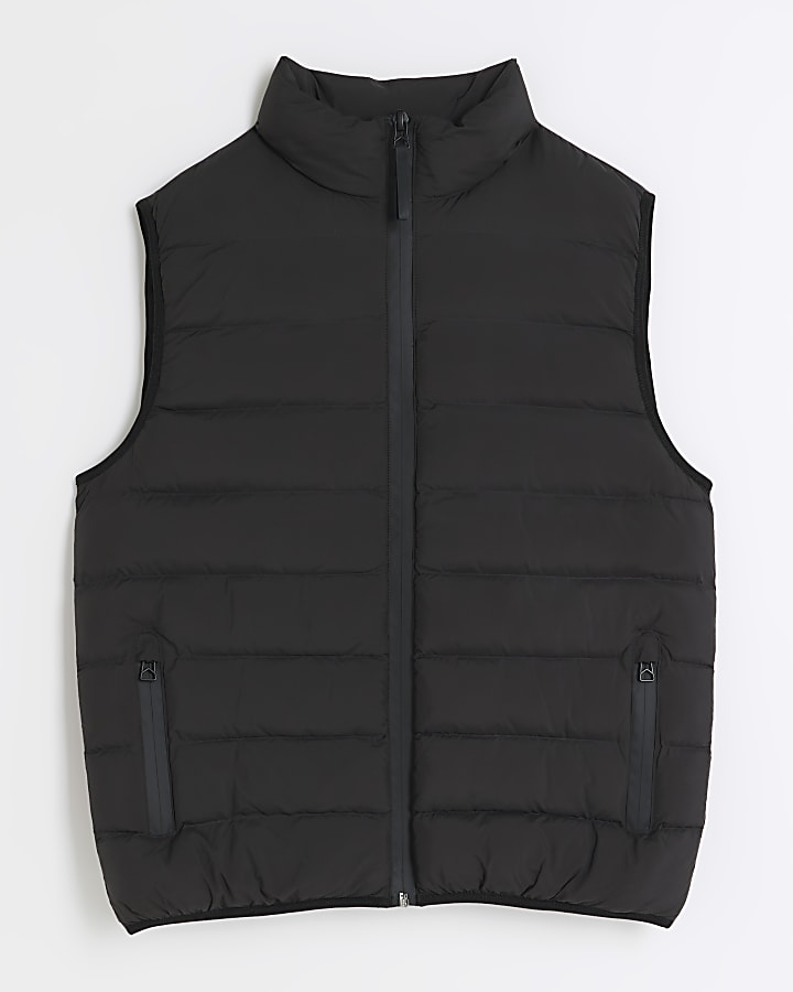 Black regular fit quilted puffer gilet