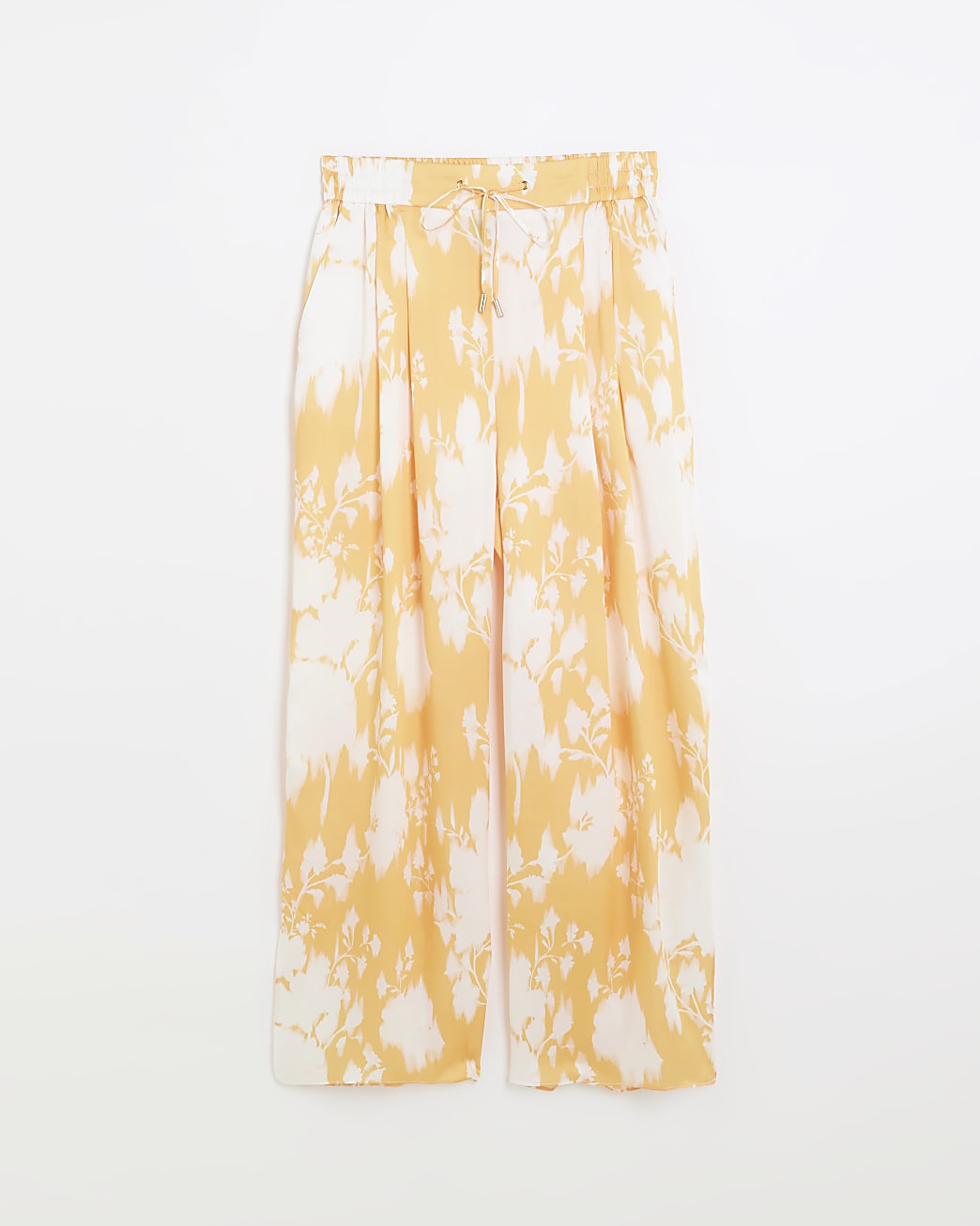Orange floral wide leg trousers