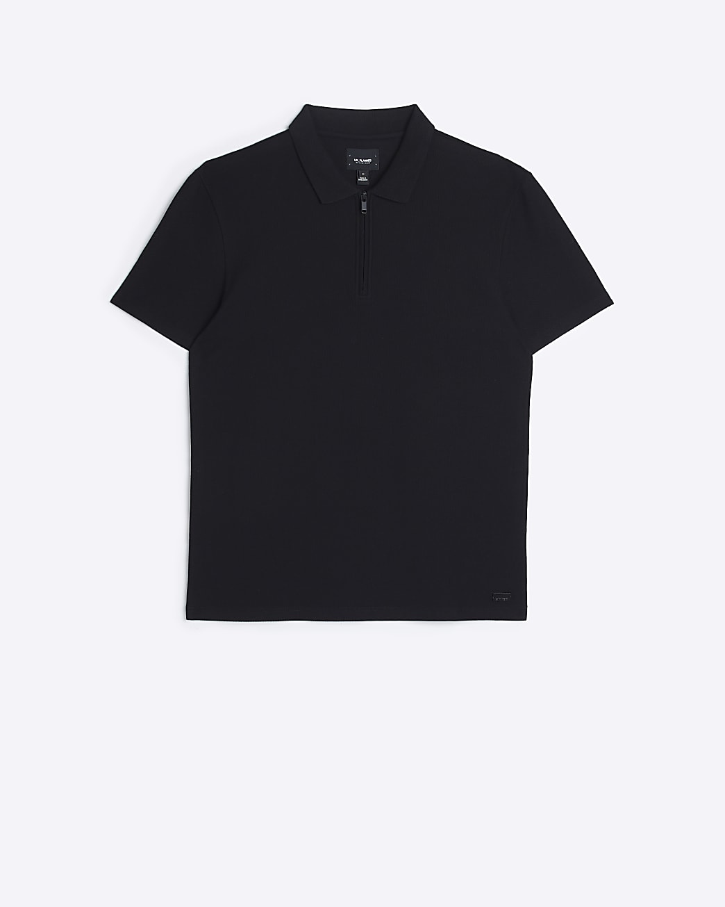 Black slim fit honeycomb polo shirt