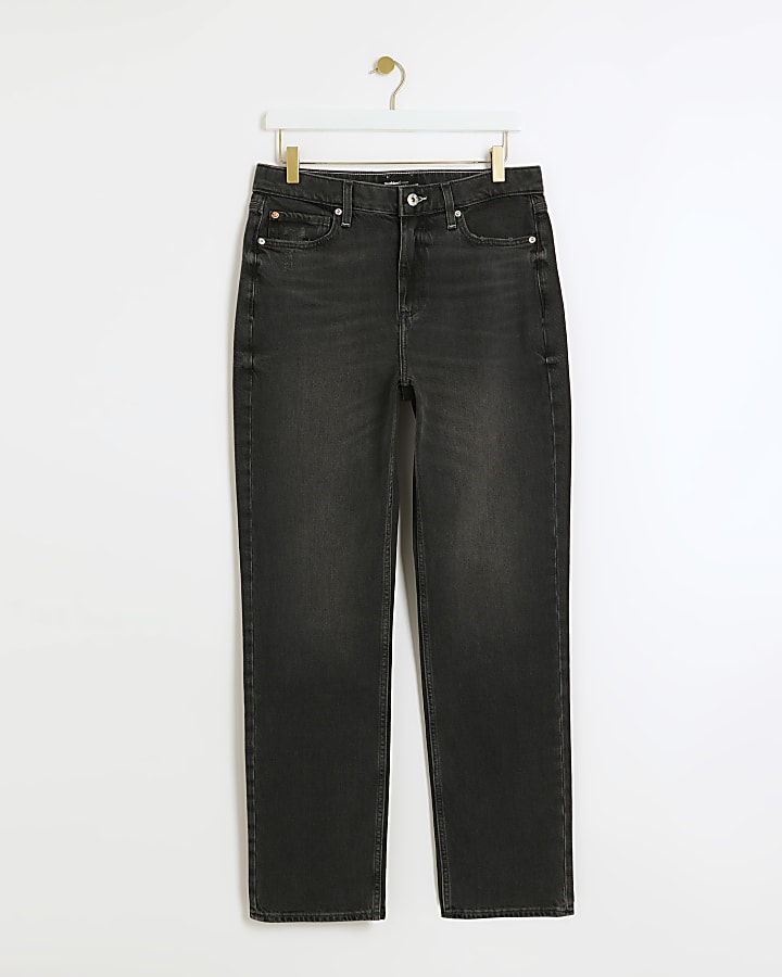 Black high waisted stove pipe straight jeans