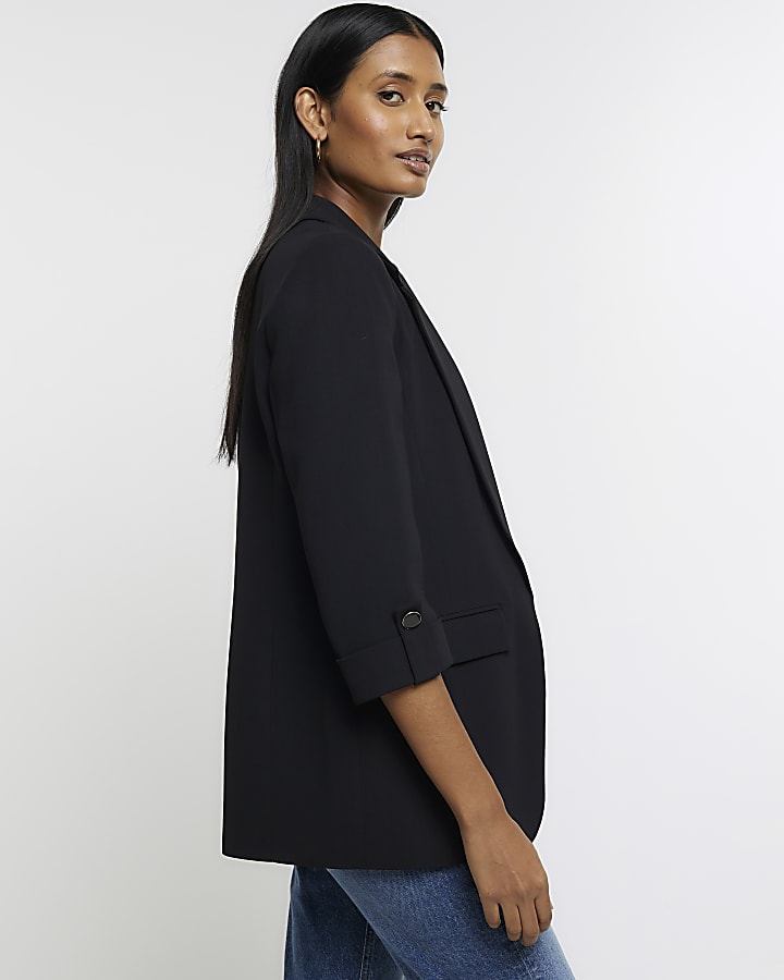 Black rolled sleeve blazer