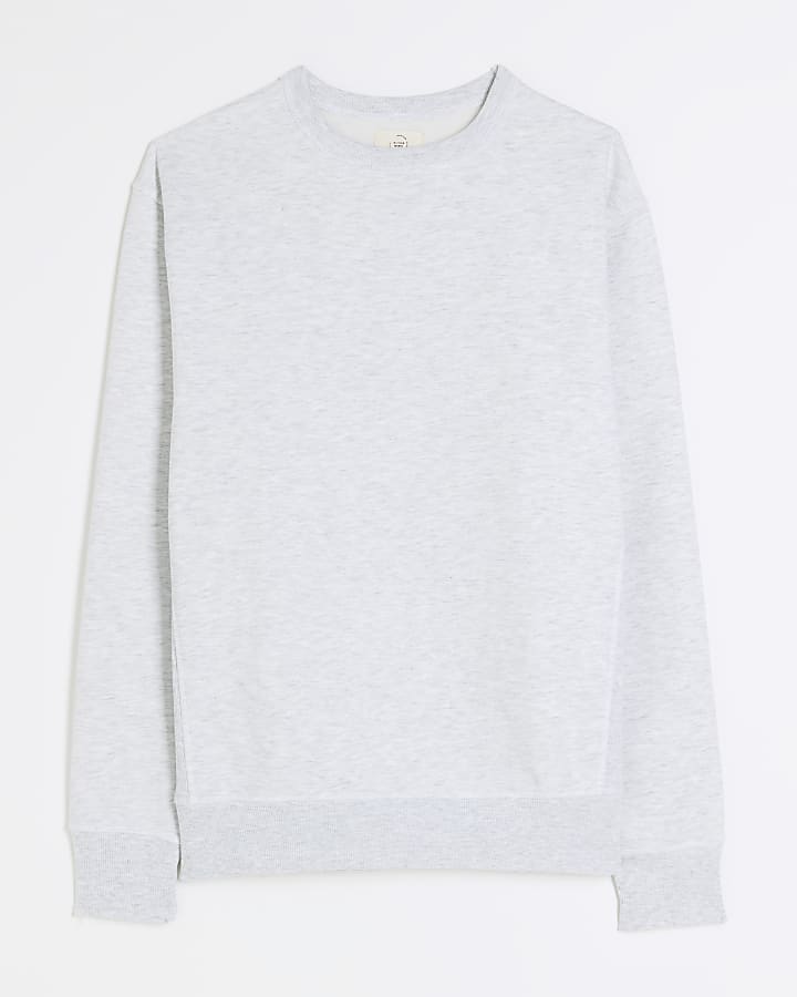 Grey regular fit plain sweatshirt