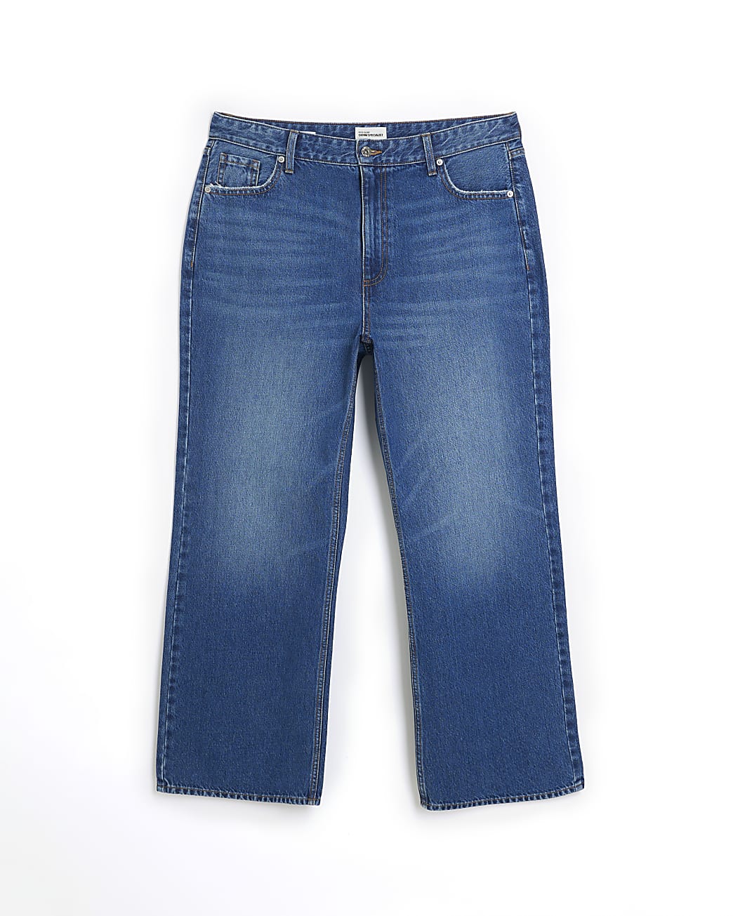 Plus blue mid rise straight jeans