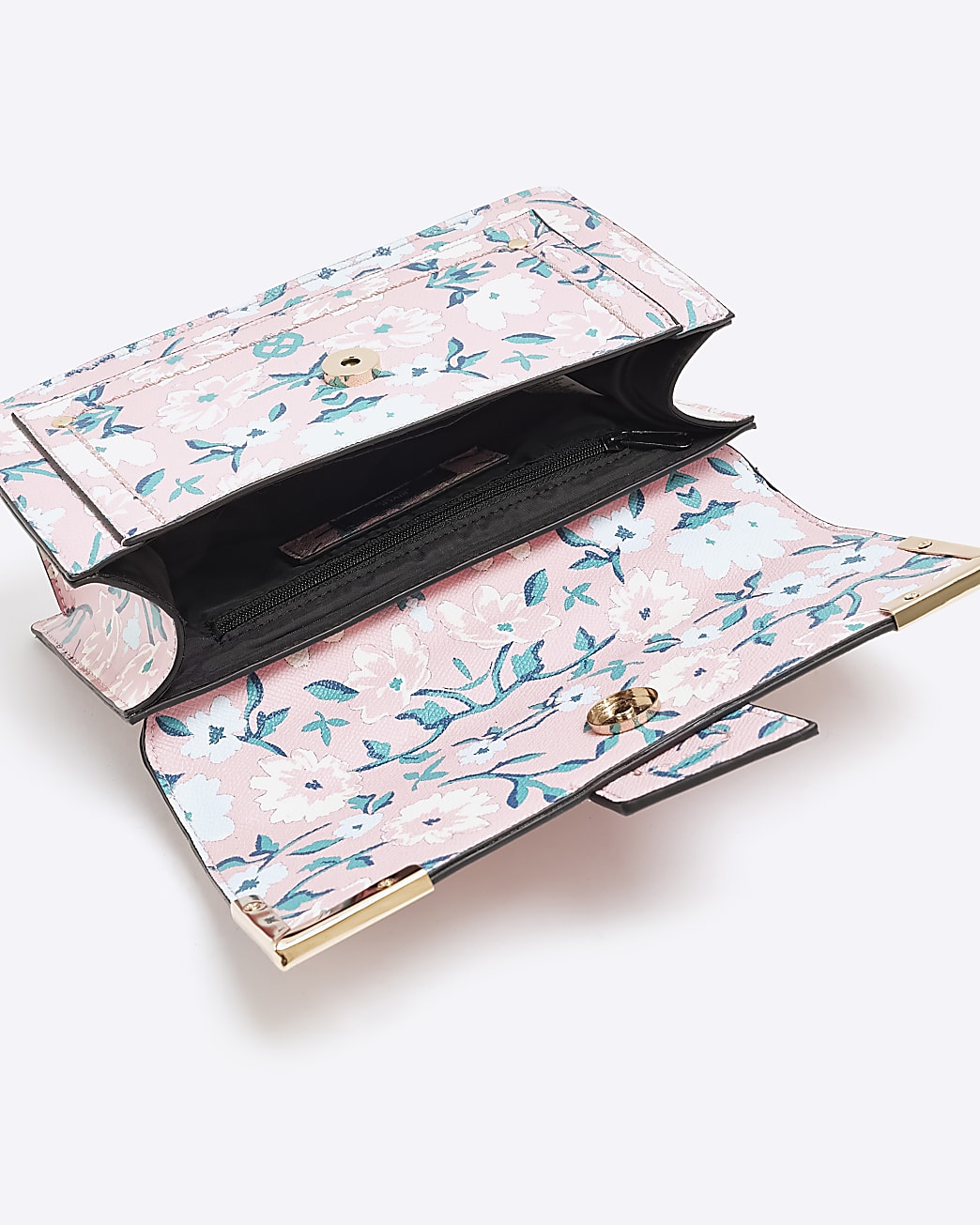 Pink floral satchel shoulder bag