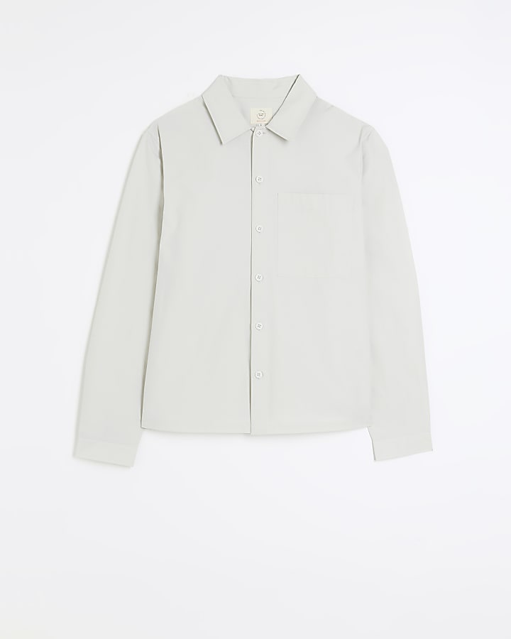 Grey regular fit lightweight overshirt