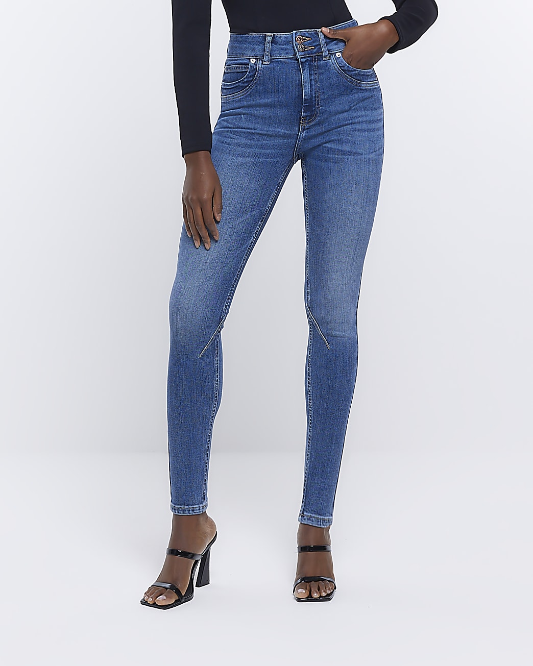 Blue high waisted skinny jeans