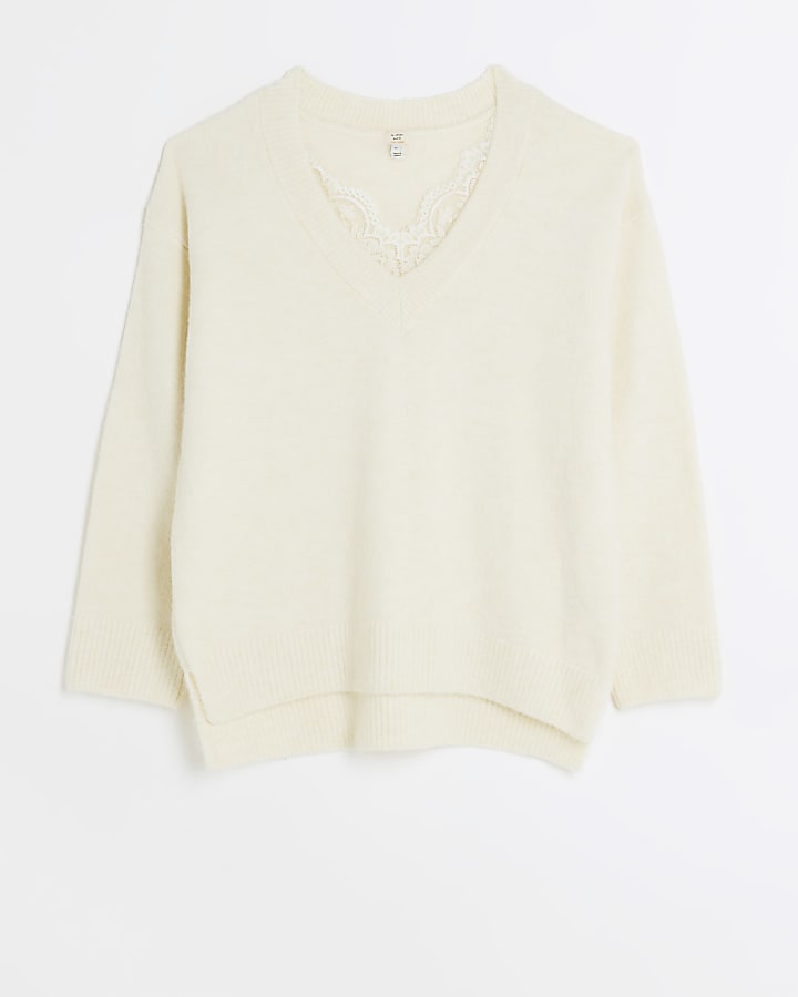 Cream lace trim jumper