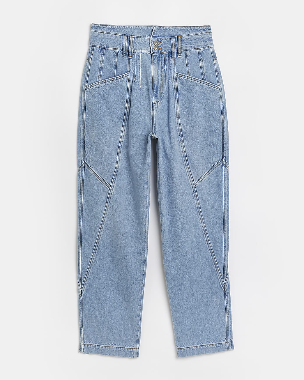 Blue high waisted straight leg jeans