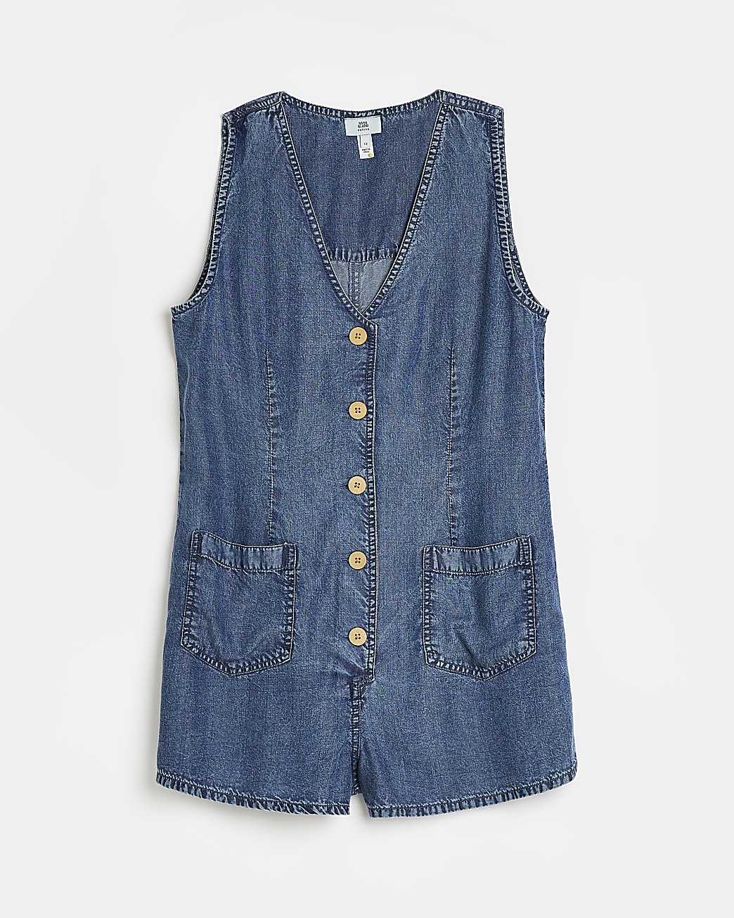 Petite blue waistcoat playsuit