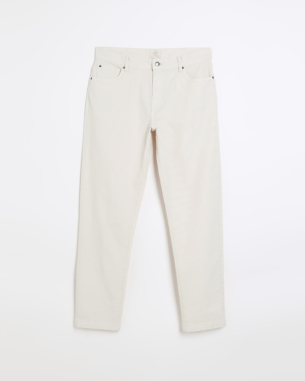 Ecru slim fit textured chino trousers