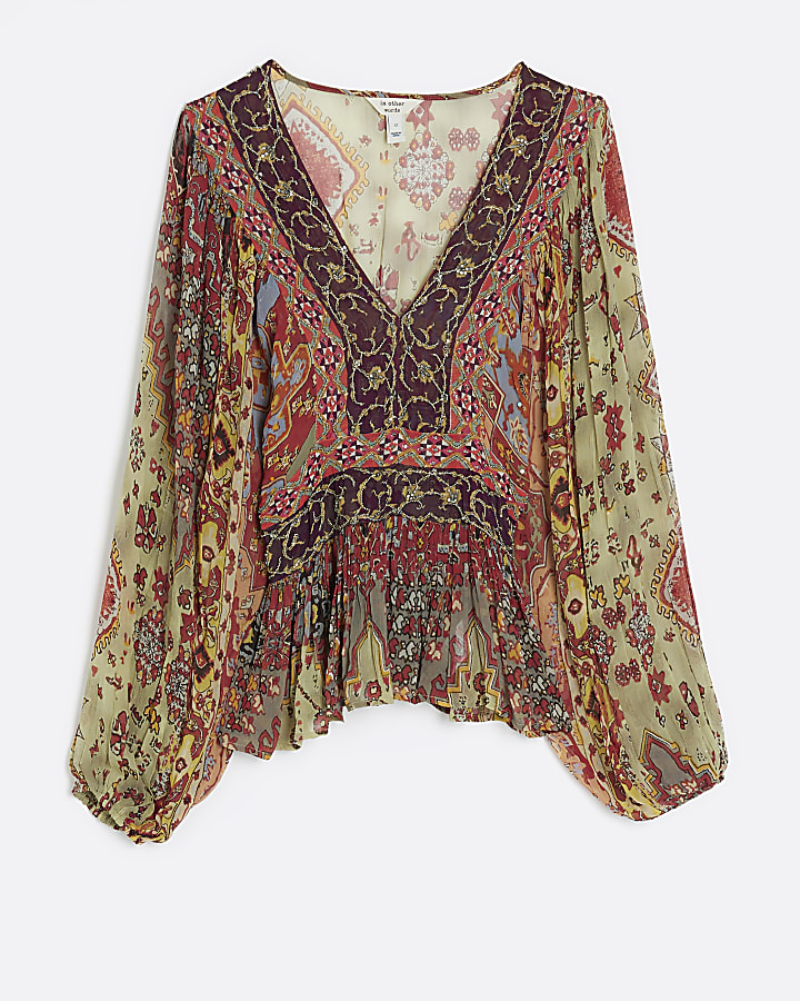 Pink paisley Print Smock Top