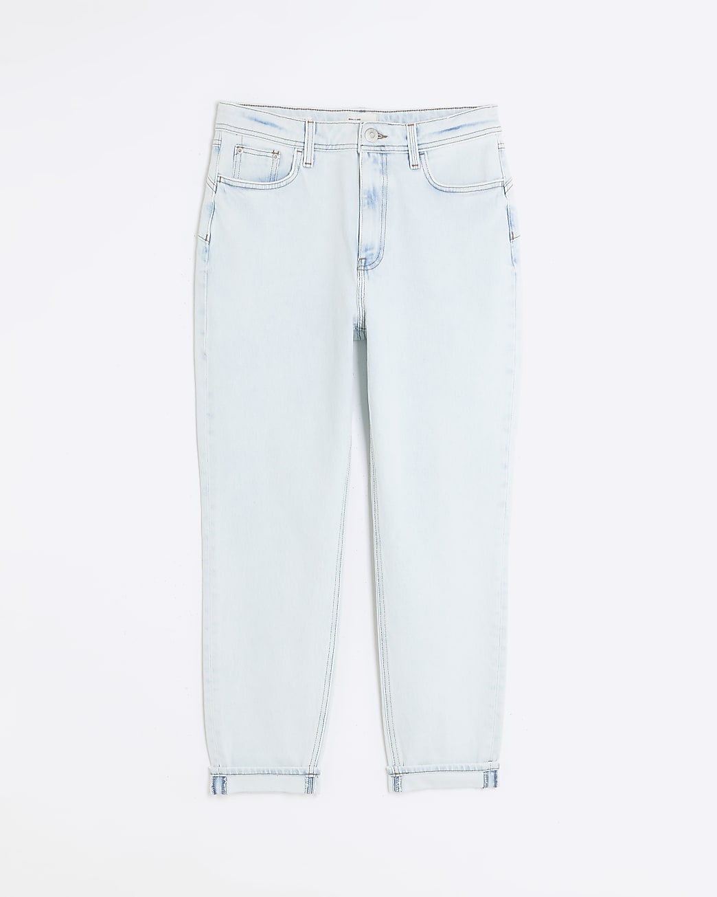Blue high waist turned hem mom jeans