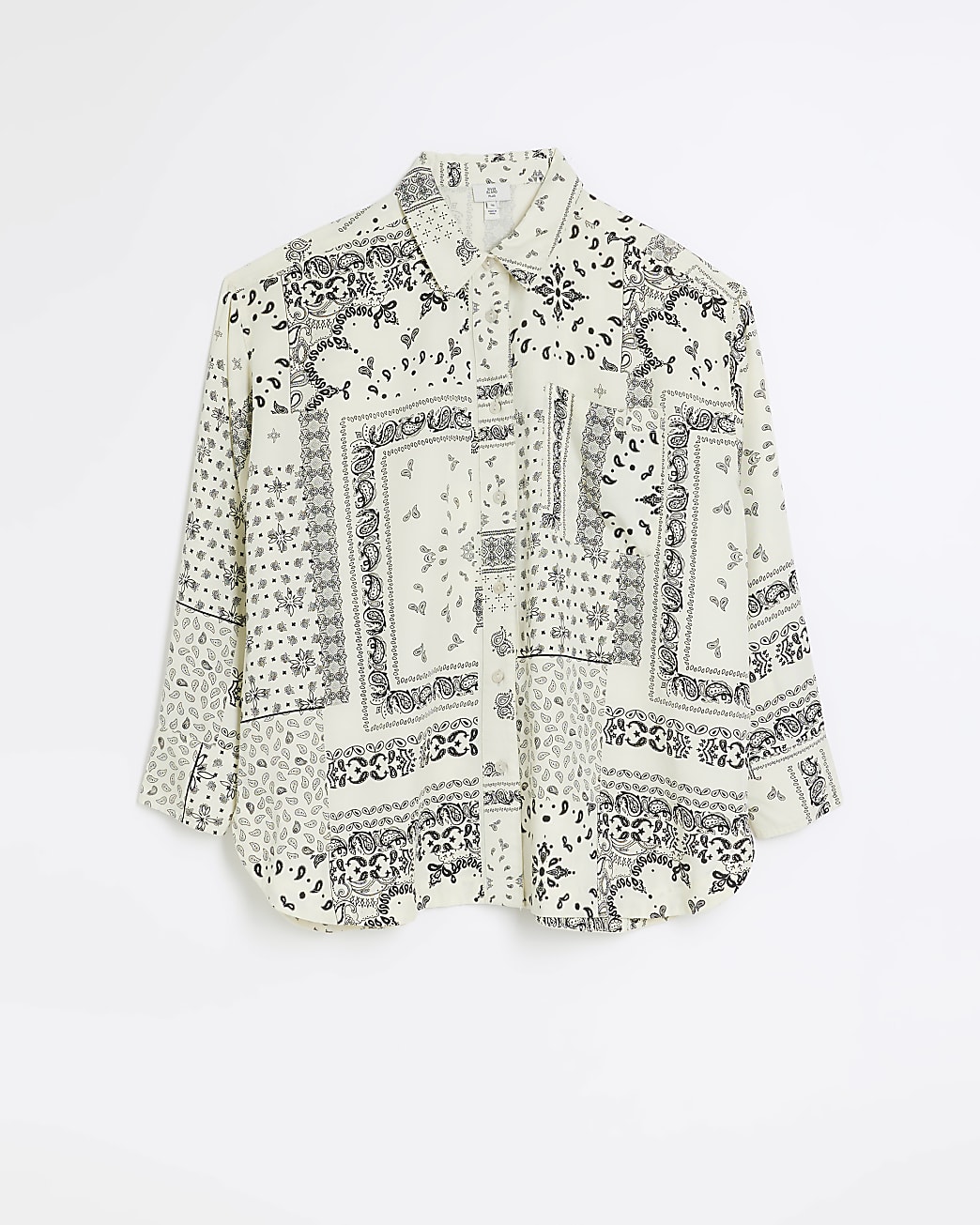 Plus cream paisley long sleeve shirt