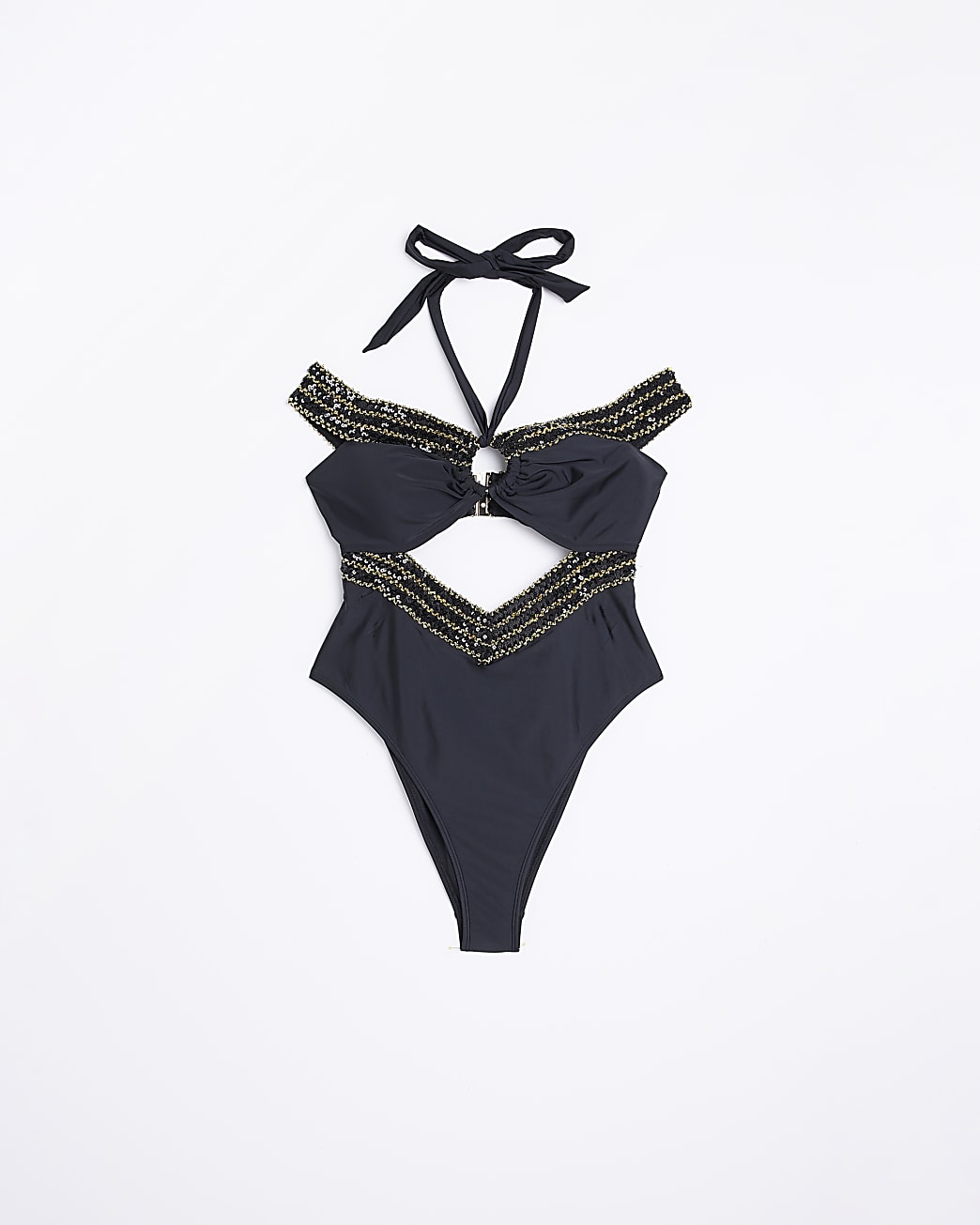 Black bandeau swimsuit