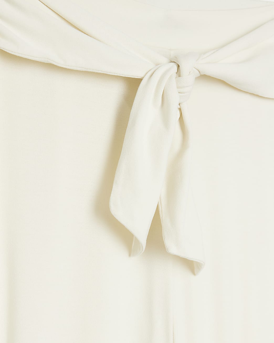 Cream tie waist wide leg trousers
